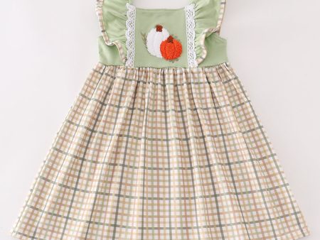 Sage pumpkin french knot ruffle dress Sale