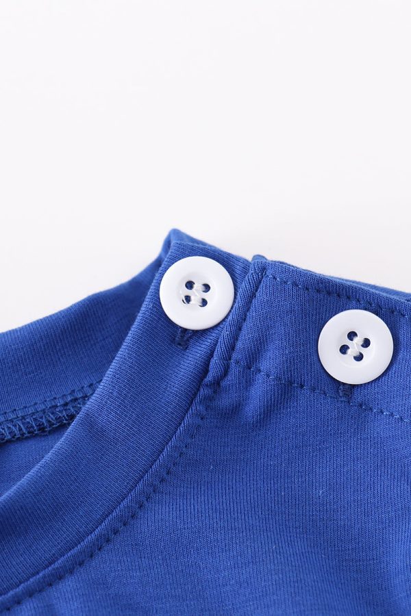 Blue chomp embroidery boy top Supply