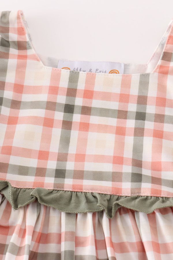 Green watercolor plaid girl top Sale