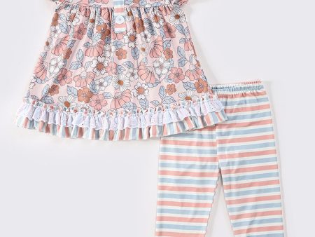 Pink floral print girl set Online Sale