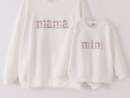 White mini embroidery mom&me sweatshirt Online Hot Sale