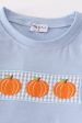 Blue gingham pumpkin embroidery boy set For Sale