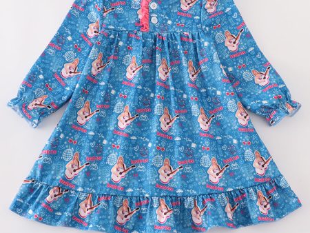 Blue music fan girl pajamas dress Cheap