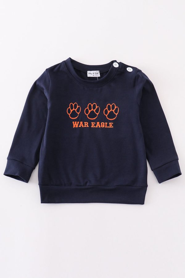 Navy war eagle embroidery boy top Fashion