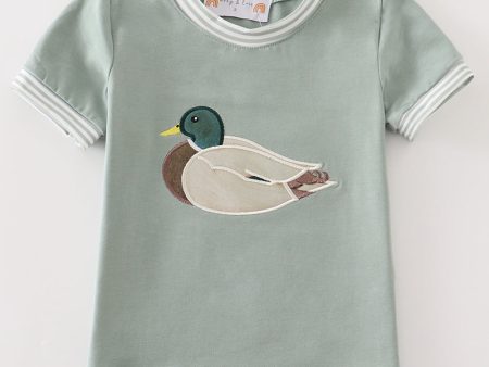 Green duck applique boy top Online