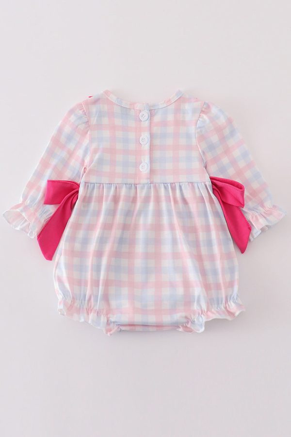 Valentine s day heart embroidery girl plaid bubble Cheap