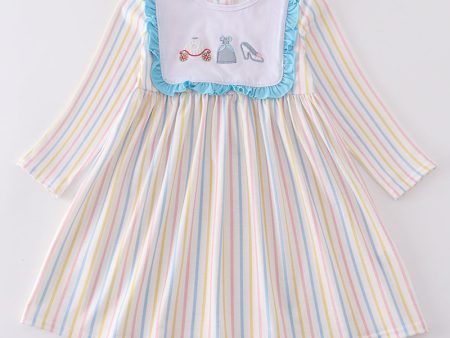 Stripe princess embroidery girl dress Online