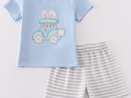 Blue golf easter applique boy set Online now