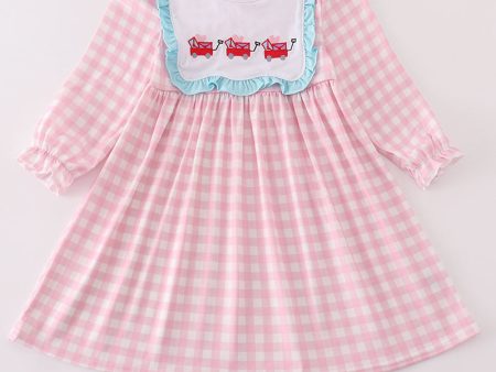 Valentine s day heart envelope embroidery plaid girl dress Online Sale