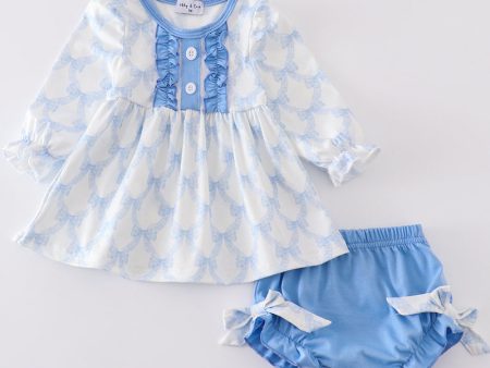 Blue bow girl bloomer set Supply