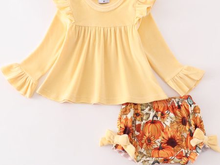 Beige velvet pumpkin girl baby set Online