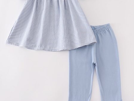 Blue gingham pumpkin embroidery girl set Online