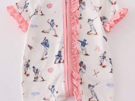 Baseball print girl romper Fashion