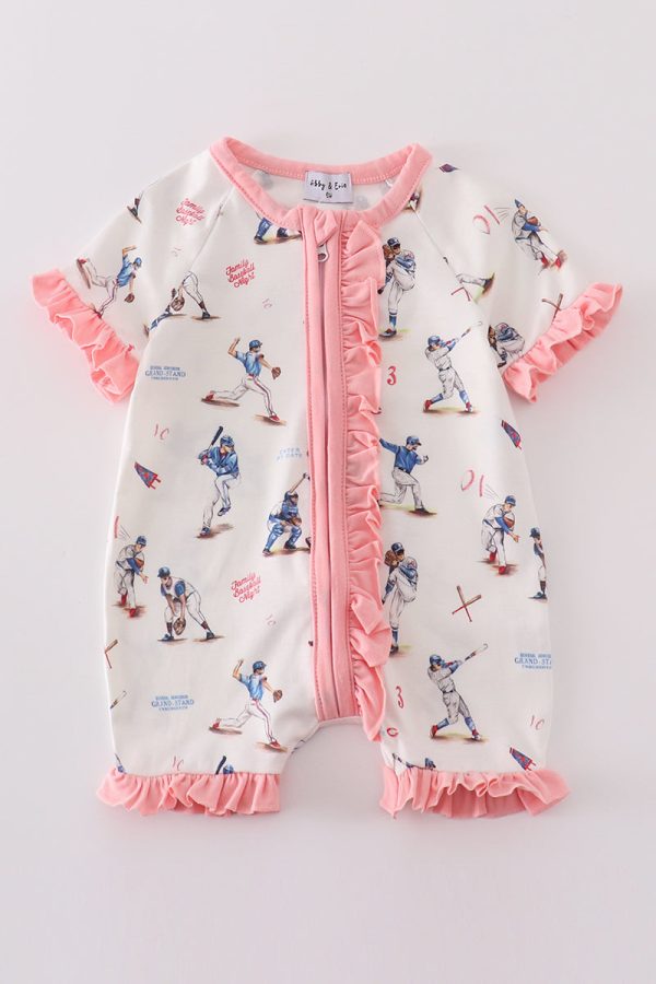 Baseball print girl romper Fashion