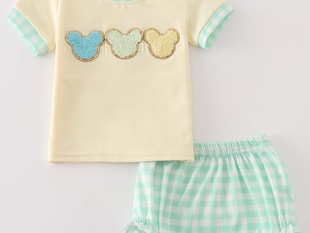 Yellow character french knot baby boy set Cheap