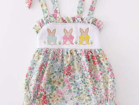 Easter floral print bunny embroidery girl bubble Supply