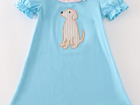 Blue puppy applique dress Fashion