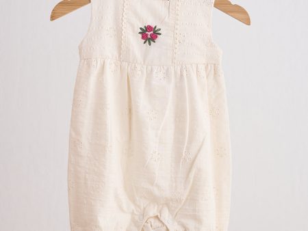 White hand embroidery floral lace jumpsuit For Discount