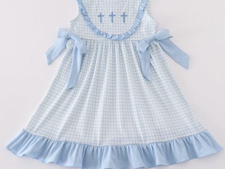 Blue easter cross embroidery girl dress Online now