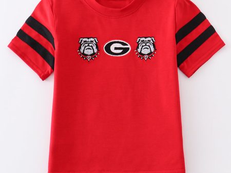 Red georgia embroidery boy top Online Hot Sale