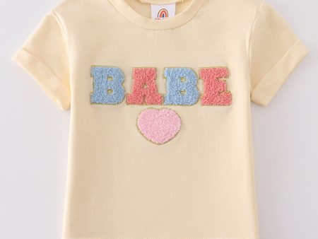 Beige BABE chenille pat top Fashion