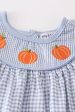 Blue gingham pumpkin embroidery girl set Online