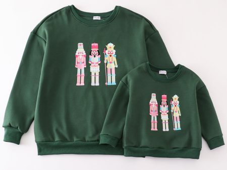 Green nutcracker embroidery mom&me fleece sweatshirt Online