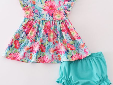 Tropical Bloom print girl bloomer set Discount