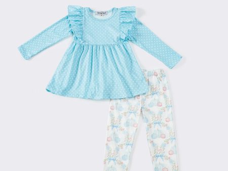 Blue floral pumpkin ruffle set Supply