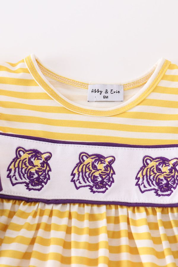 Yellow tiger embroidery LSU girl bloomer set Cheap