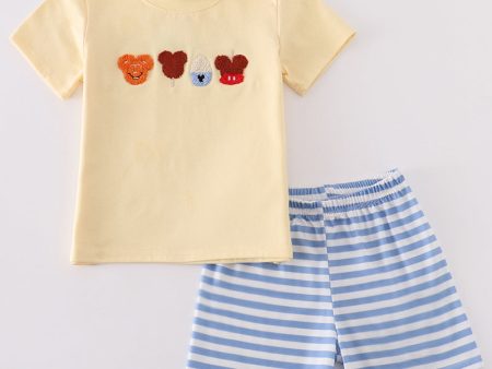 Beige character ice cream french knot boy set Online