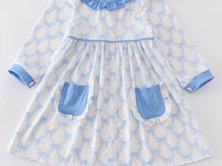 Blue bow ruffle dress on Sale