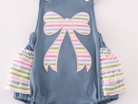 Blue bow applique girl bubble Online Sale