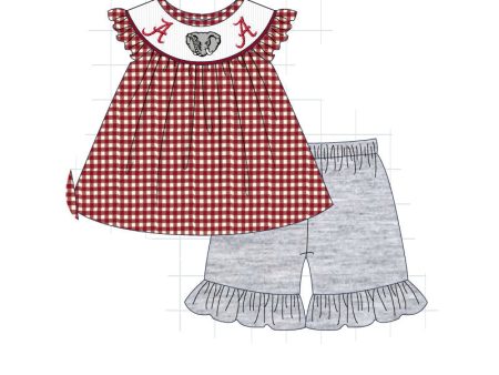 Alabama embroidery girl gingham set Cheap