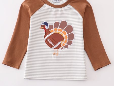 Rust stripe turkey applique boy top For Sale