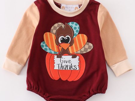 Turkey print boy romper For Cheap