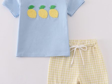 Blue lemon french knot boy set Online