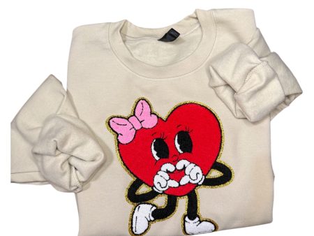 Heart shaped Chenille patch sweatshirt Hot on Sale