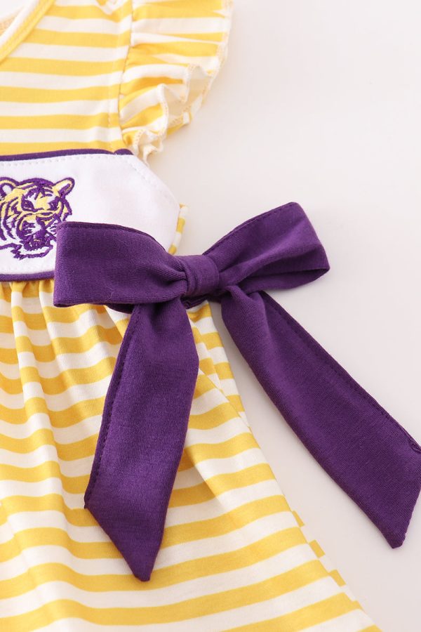 Yellow tiger embroidery LSU girl bloomer set Cheap