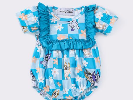 Blue character ruffle bubble Online Sale