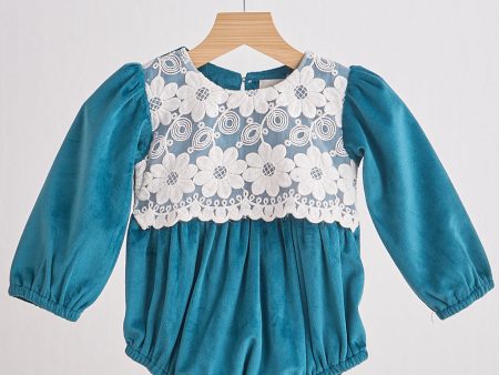 Teal velvet lace girl bubble Online Sale