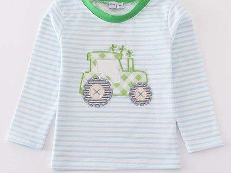 Green tractor lucky clover applique boy top Supply