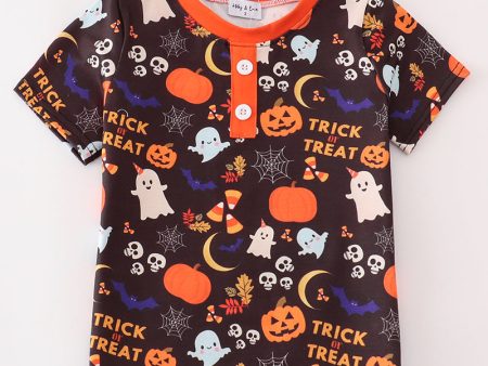 Orange halloween ruffle boy top Online