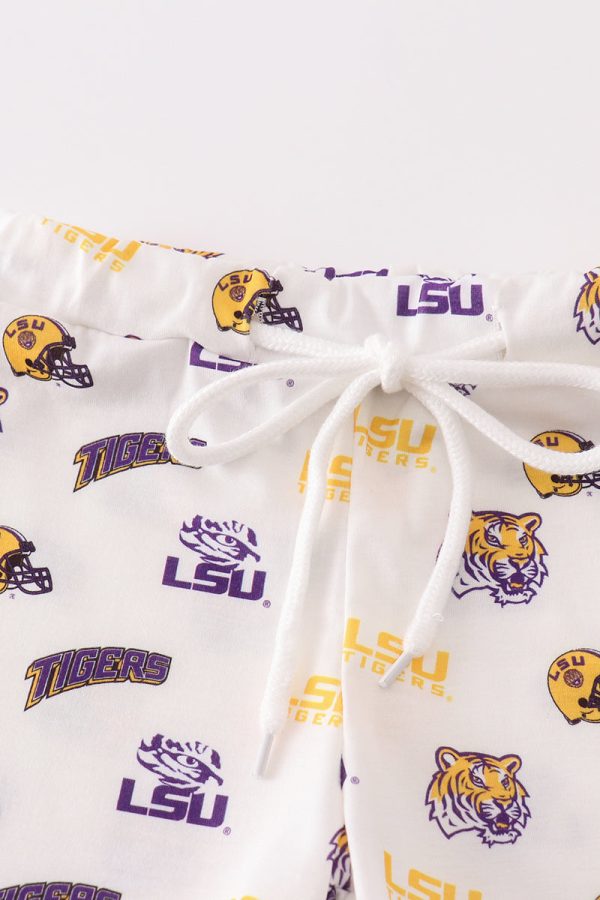 Yellow tiger embroidery LSU boy set Cheap