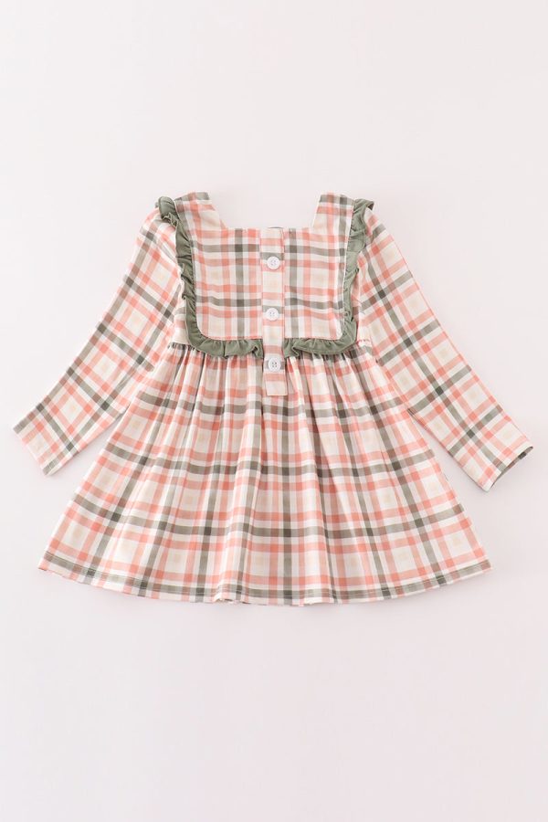 Green watercolor plaid girl top Sale