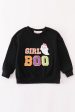 Black halloween MOM&GIRL BOO chenille patch top Cheap