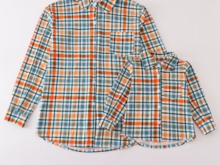 Green plaid dad&me button down shirt Sale