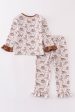 Brown dinosaur print girl set Fashion