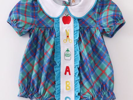 Teal apple ABC embroidery bubble on Sale