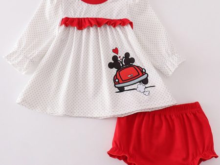 Valentine s day character applique girl bloomer set Sale